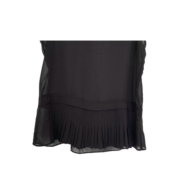 AMERICAN EAGLE Women’s Black Tank Top Sheer Flowy Chiffon Raw Hem Pleated SZ. SP - Picture 6 of 14